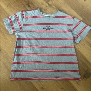 HUF Worldwide Blue, White & Red Striped Tee